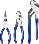 WORKPRO Pliers Set, 3-Piece Plier Tool Set with Soft Handle, 6" Needle Nose, 6" Slip Joint, 8" Groove Joint Plier for DIY & Home Use