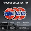 WORKPRO 7-1/4 Inch Woodworking Circular Saw Blades, 24T/40T/60T Framing, General & Finish Combo, Thin Kerf, Carbide Tipped, ATB Tooth, 3-Pack