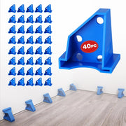 Blue triangular floor spacer set for laminate and wood plank installation, 40-pack style.