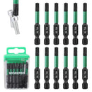 WORKPRO 12pcs T25 Torx Impact Screwdriver Bit Set, CNC Machined S2 Steel Tips with Magnetism, 1/4” Hex-Shank Star Driver Bit, 2” Long Impact Screwdriving Bits with Storage Box