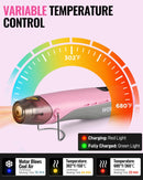 WORKPRO 7.2V Mini Cordless Heat Gun, 842? Hot Air Gun with Reflector Nozzle, 3 Temp Settings Cool Air, 482?/842?, Ceramic Heating Core, Ideal for Christmas Crafts, Includes 50 Heat Shrink Tubes