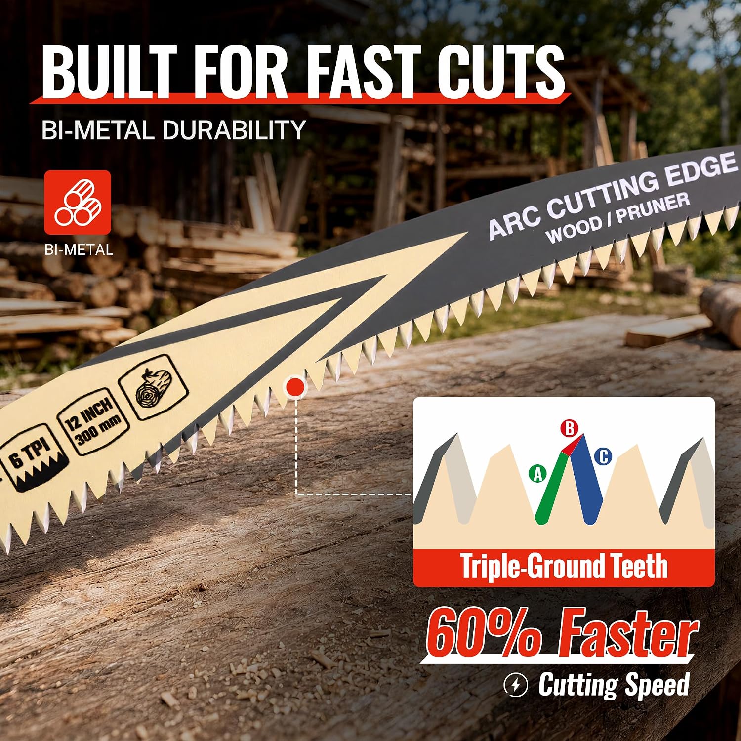 WORKPRO 12-Inch Arc Edge Bi-Metal Reciprocating Saw Blades, 3-Pack