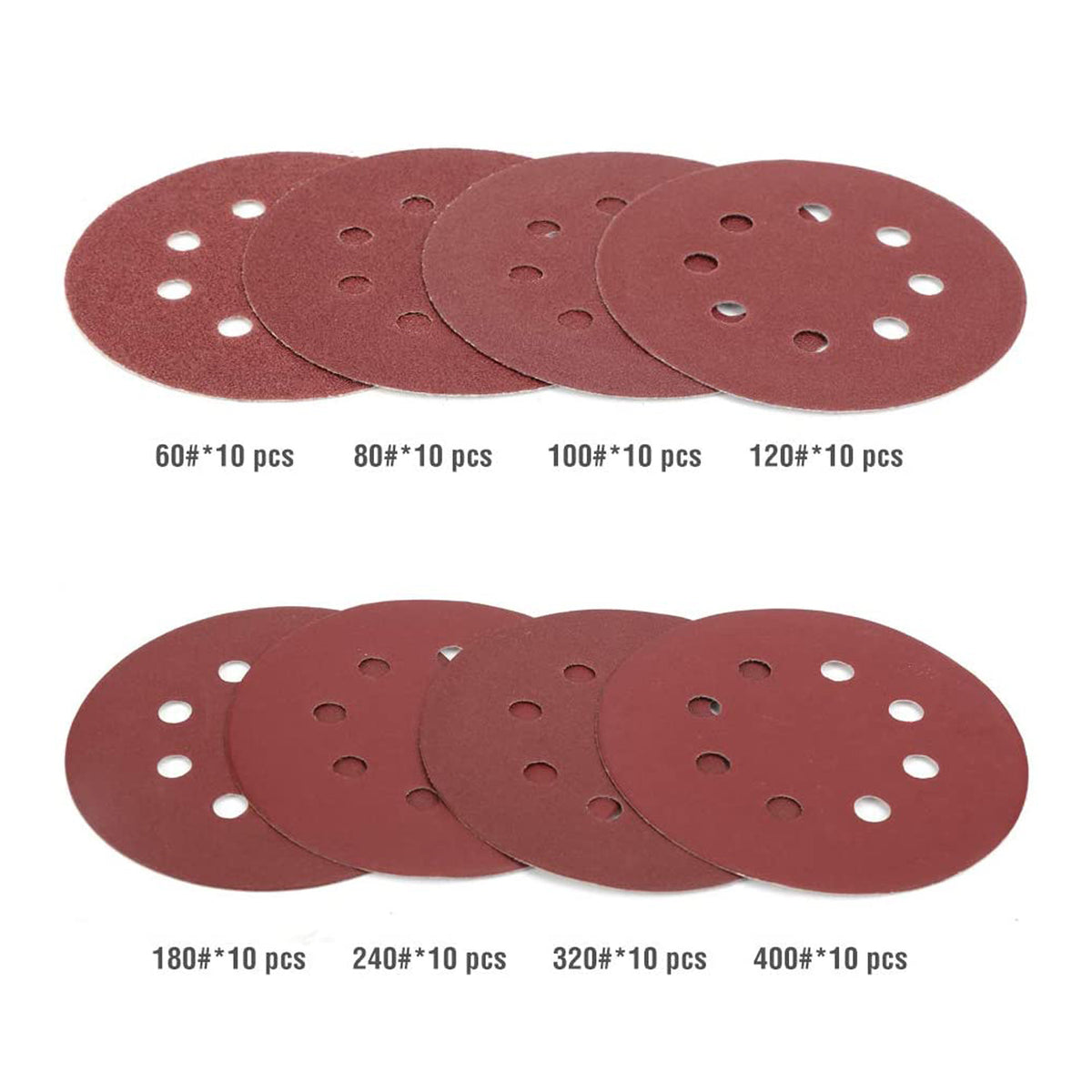 WORKPRO 80-Piece Sanding Disc Set, 5-Inch 8-Hole Hook and Loop Sanding Discs, 60, 80, 100, 120, 180, 240, 320, 400 Grits Sandpaper for Random Orbital Sander(Not for Oscillating Tools or Mouse Sander)