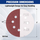 WORKPRO 50-Piece 320 Grit Sanding Discs - 5-Inch 8-Hole Hook and Loop Sandpaper for Random Orbital Sander (Not for Oscillating Tools or Mouse Sander)