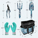 WORKPRO 5PCS Garden Tool Set, Aluminum Heavy Duty Gardening Tool Set with Garden Tool Bag, Outdoor Garden Hand Tools, Floral Blue