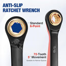 WORKPRO 3-Piece 4-in-1 Reversible Ratcheting Wrench Set, 12 Sizes in 3 Wrenches (1/4"-3/4"), SAE, Anti-Slip, Double Box End, 72-Tooth, CR-V, 6-Point, with Storage Bag - for Repair & Maintenance