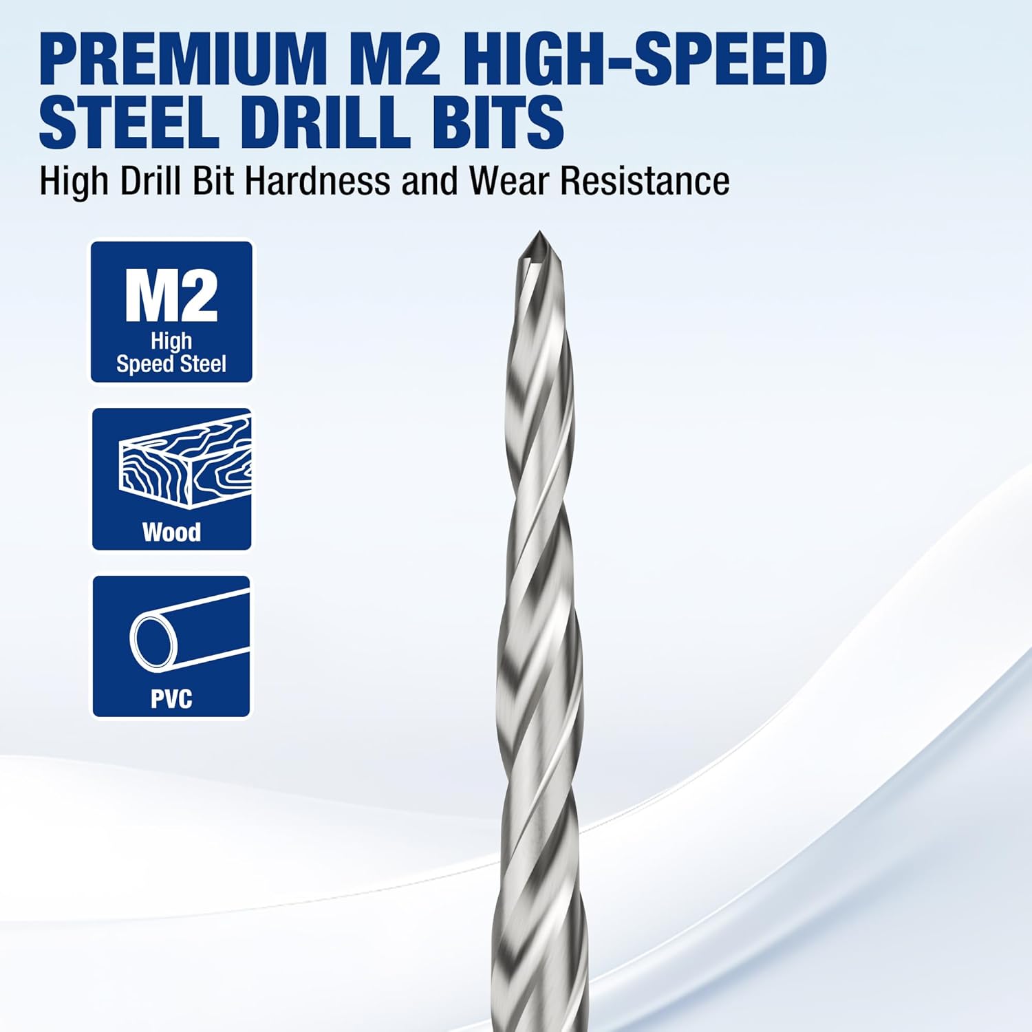 M2 high-speed steel countersink drill bit with spiral flute and pointed tip