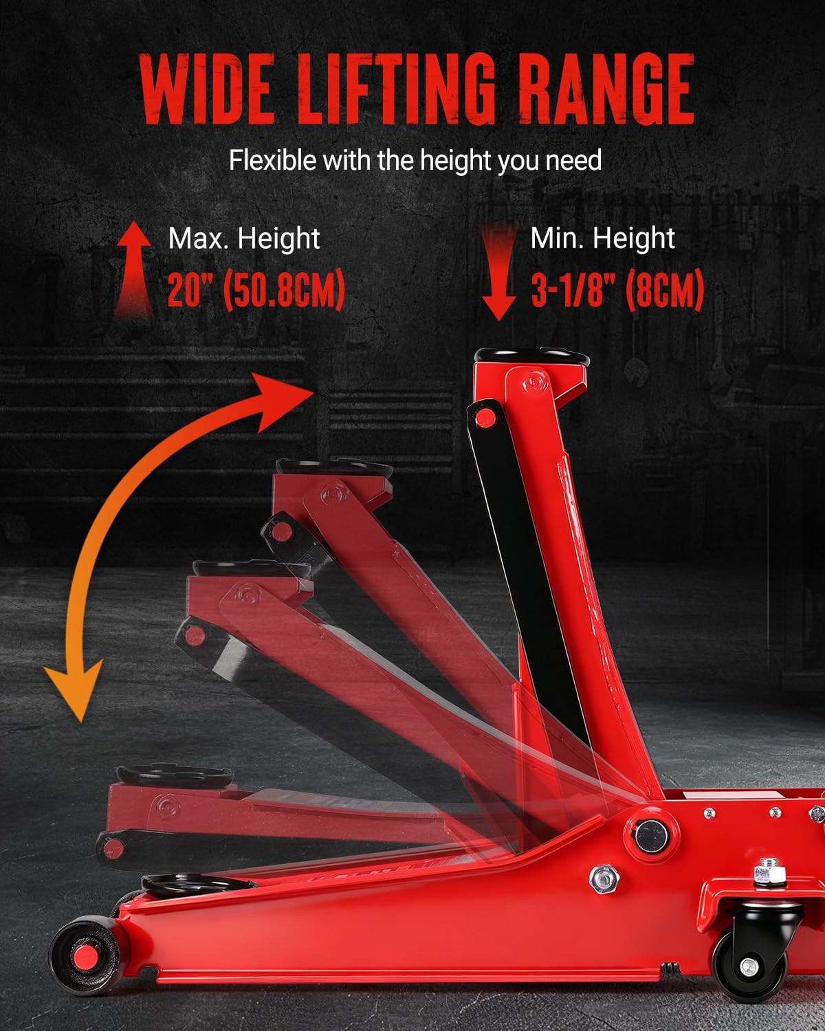 WORKPRO 3 Ton Hydraulic Trolley Floor Jack with Dual Pump