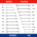 WORKPRO 20 Pcs Metric & SAE Combination Cr-V 12-point Wrench Set, SAE 1/4”- 3/4” and Metric 6mm-18mm
