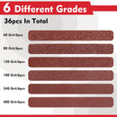 WORKPRO 36 Pack 1 x 30 Inch Sanding Belts, Sandpaper Kit, Aluminum Oxide Abrasive Belts, 6 PCS Each of 60/80/120/180/240/400 Grit, Belt Sander Tools for Woodworking, Metal Polishing, Knife Sharpening