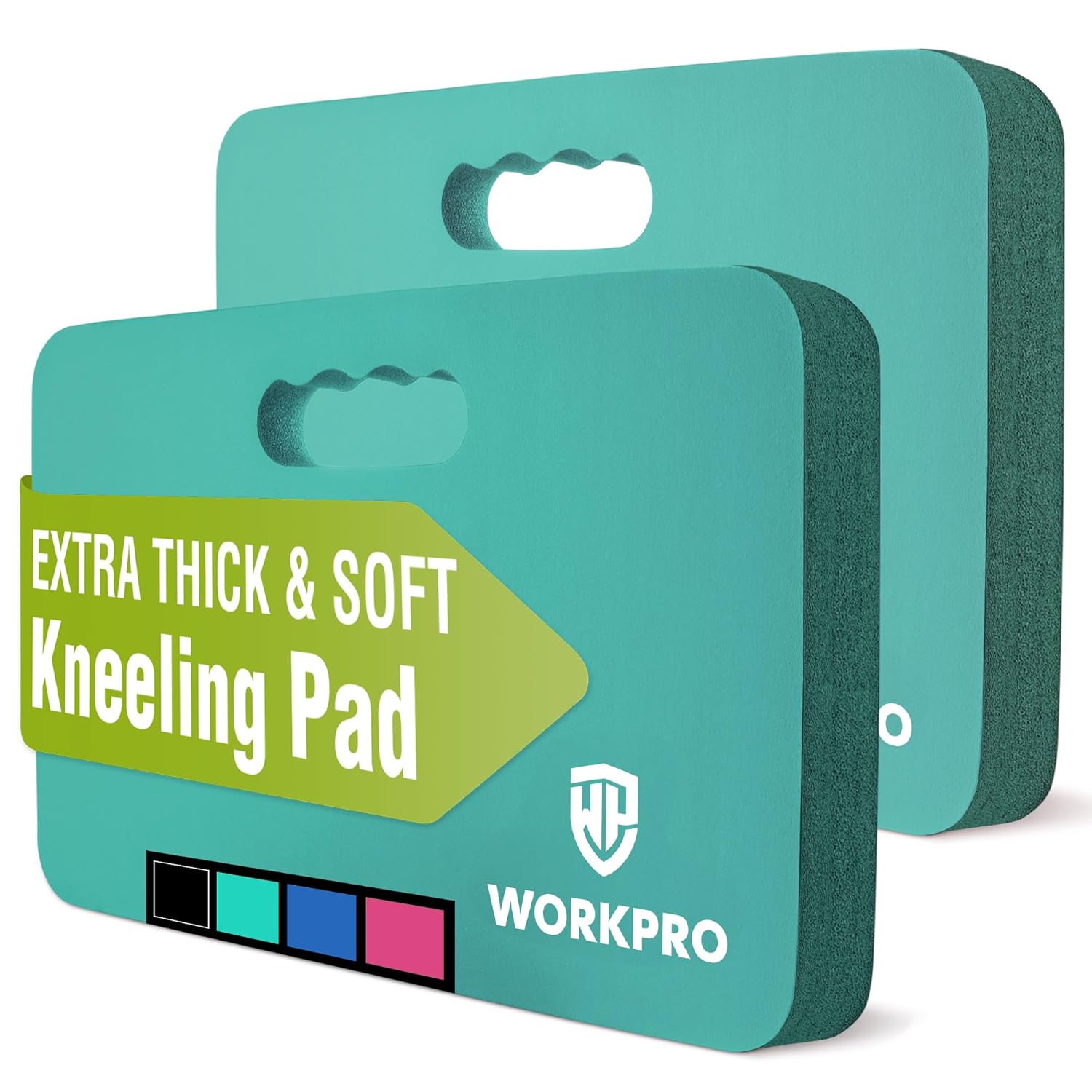 WORKPRO extra-thick soft kneeling pad, teal foam, 2-pack