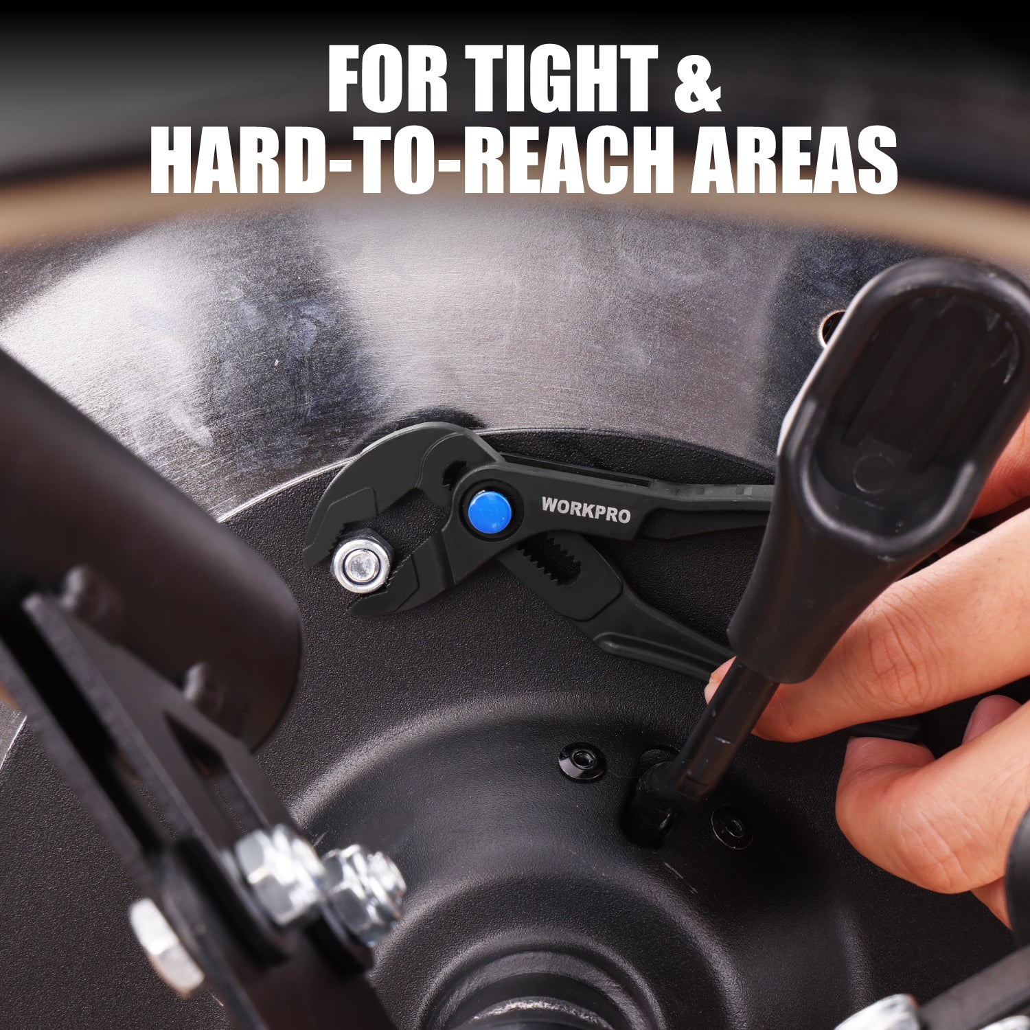 WORKPRO mini water pump plier tightening in tight hard-to-reach area