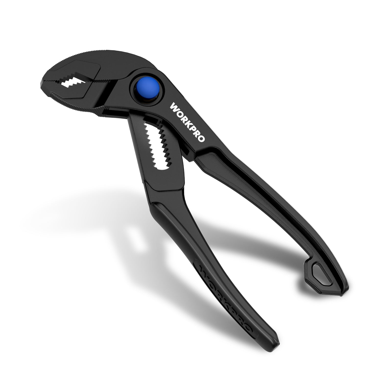 WORKPRO 4-inch mini water pump plier, black with blue adjust knob