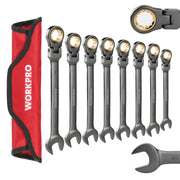 WORKPRO 8 Pcs Flex-Head Ratcheting Combination Wrench Set with Organizer Bag, secure durable quality