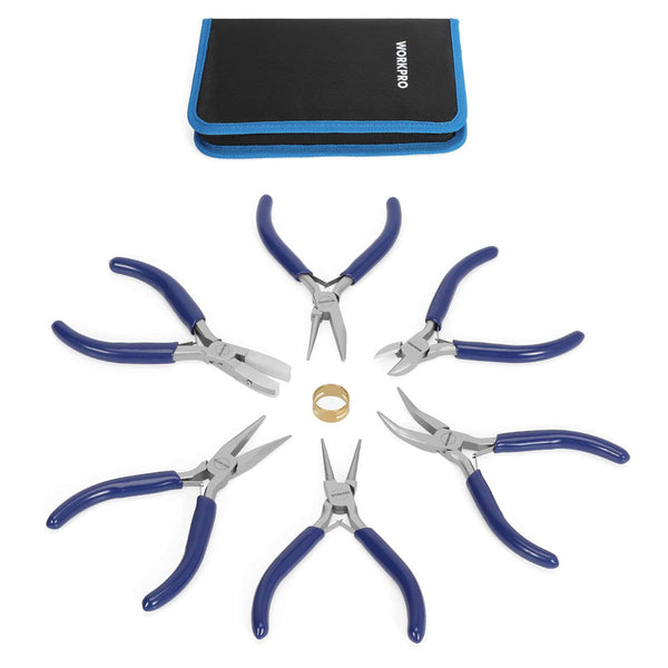 WORKPRO 7 Pcs Jewelry Pliers Set for Jewelry Making Tools with Easy Carrying Pouch（W）