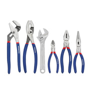 WORKPRO Large Pliers & Wrench Set 6-Piece (10" Water Pump, 10" Slip Joint, 8" Long Nose, 8" Linesman, 6" Diagonal, 8" Adjustable Wrench) for DIY & Home Use