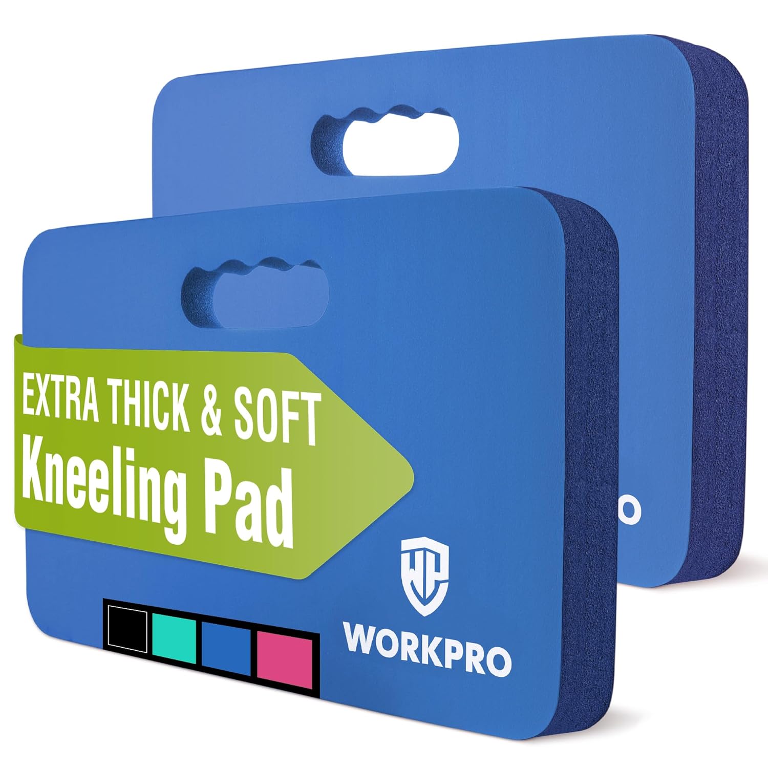 2-pack blue extra-thick & soft kneeling pad in retail packaging