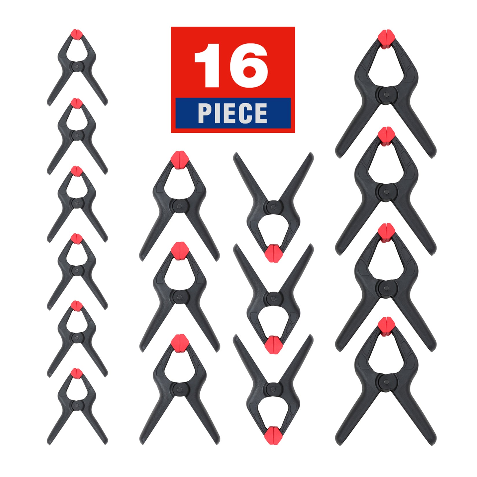 WORKPRO 16 Pcs Nylon Spring Clamp Set for Woodworking, Photography Studios and DIY Works