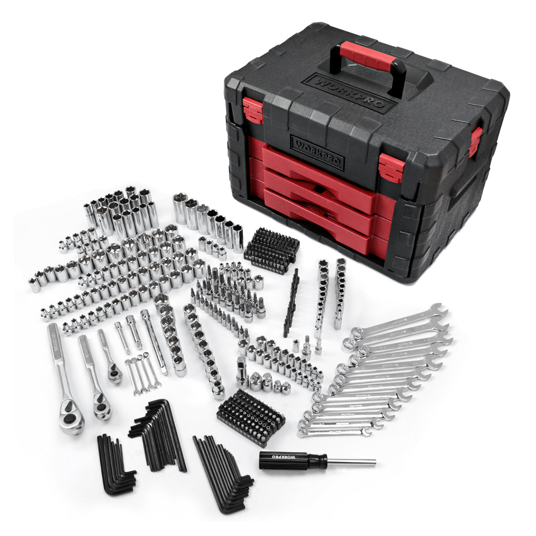 WORKPRO 450 Pcs mechanics tool set with heavy duty case, innovation quality high-quality durable secure