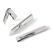 WORKPRO 3 Pcs Quick Change Folding Pocket Utility Knife Set with Belt Clip in silver stainless steel, durable quality