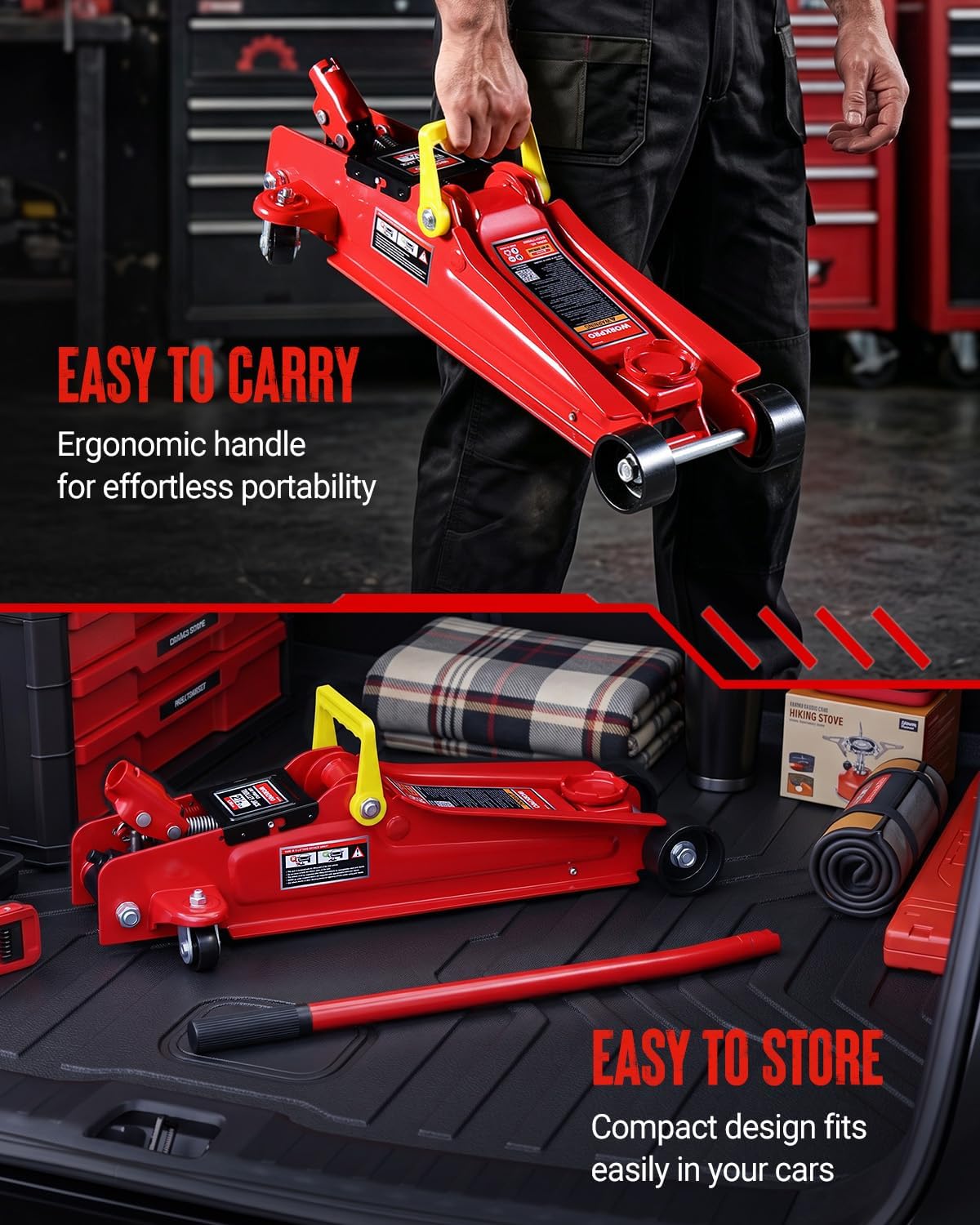 WORKPRO 2.5 Ton Hydraulic Trolley Floor Jack, Heavy Duty Steel Car Jack