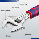 WORKPRO 6-inch Adjustable Wrench, Wide Jaw Opening Wrench with Rubber Anti-slip grip, Metric/SAE Scales, Premium Cr-V Steel, Chrome Plated