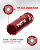 WORKPRO 1/2" Drive Lug Nut Impact Duty Socket, 21mm Deep Thin Wall Socket, Made of Premium Cr-Mo Steel, Non-Marring Lug Nut Wheel Sockets for Car