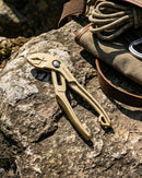 WORKPRO Mini Water Pump Pliers, 4-Inch Groove Joint Pliers, Fast Adjustable Tongue and Groove Plier with 15-Position Push-Lock, V-Jaw for Multi-Surface Grip, EDC Plier for Tight Spaces & Versatile Use