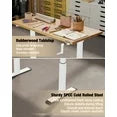 Adjustable height workbench with crank handle and gray leveling feet