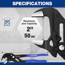 WORKPRO 10-Inch Pliers Wrench, CR-V Construction Wrench Pliers, Adjustable Parallel Smooth Jaw Pliers, Black Finish, Groove Lock Mechanism