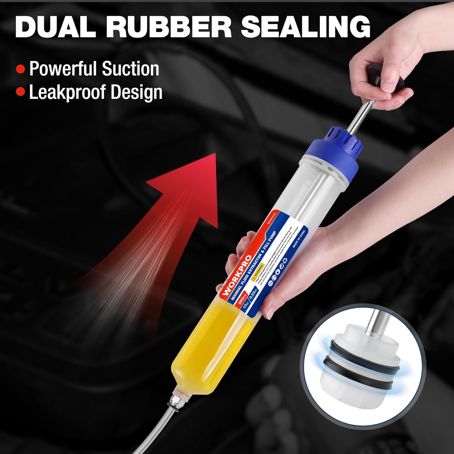 Manual oil syringe with dual rubber sealing rings and leakproof suction design