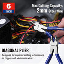 WORKPRO Pliers Set, 3-Piece Professional Pliers Tool Kit – 6" Needle Nose Plier, 6" Slip Joint Plier & 6" Diagonal Plier, Soft Grip Handles for Home DIY & Electrical Work