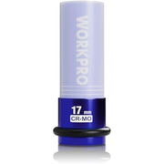 WORKPRO 17mm CR-Mo lug nut impact socket, blue body with black ring
