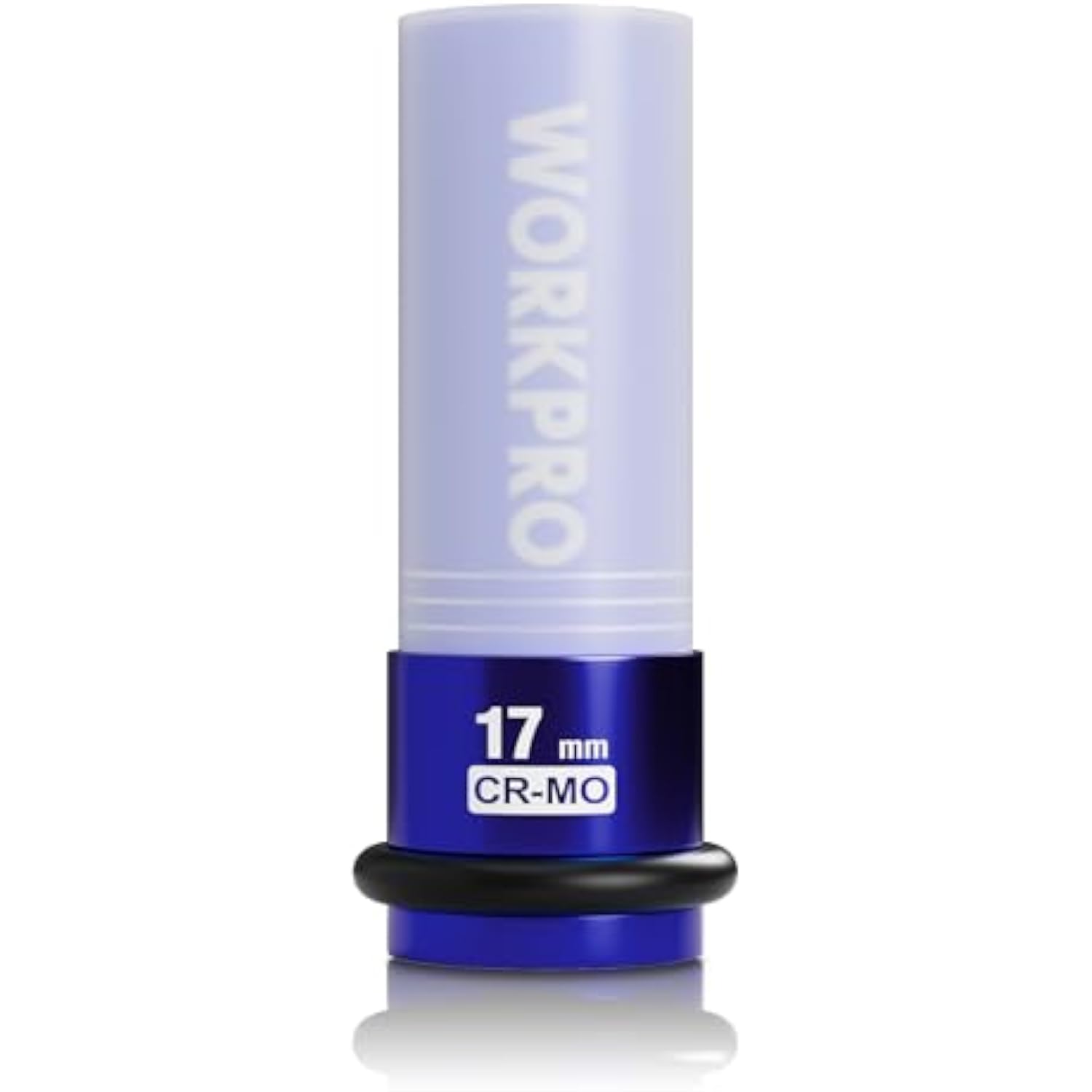 WORKPRO 17mm CR-Mo lug nut impact socket, blue body with black ring