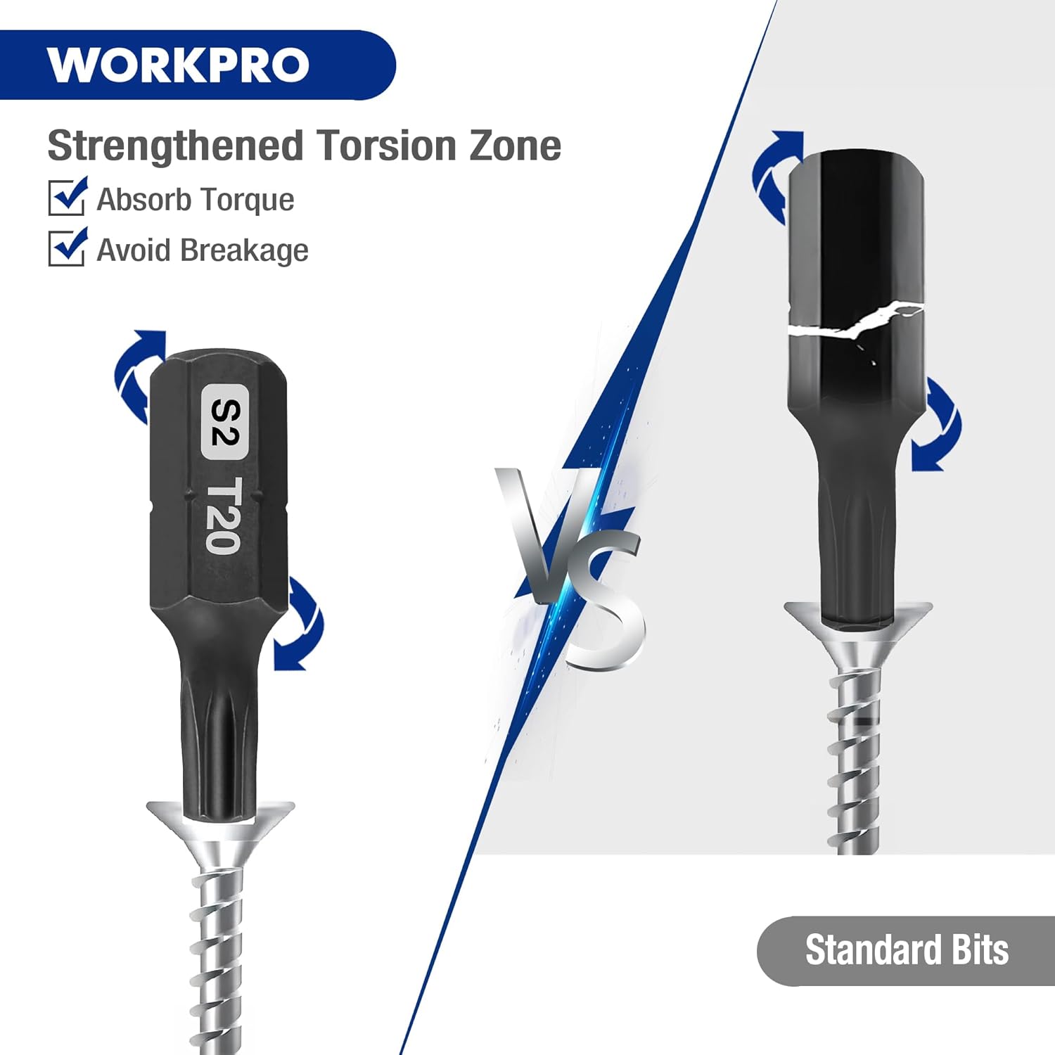 Tamper-proof Torx bits with reinforced torsion zone, black S2 T20 and T120