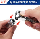 WORKPRO Low-Profile 3/8-Inch Drive Ratchet, 90-Tooth Quick-Release Ratchet Wrench, Reversible, 4° Swing, CR-MO Compact Drive Head, Full Polished, Gifts for Men