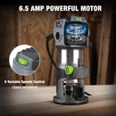 WORKPRO Compact Router Kit, 6.5 Amp Corded Hand Trimmer Router Tool, 6 Variable Speeds Wood Router for Woodworking Slotting Trimming