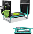 WORKPRO Garden Kneeler and Seat, 10" Wider Heavy Duty Foldable Gardener Stool with 2 Tool Bag Pouchs, NBR & EVA Foam Pad, Outdoor Portable Kneeler Bench for Gardening