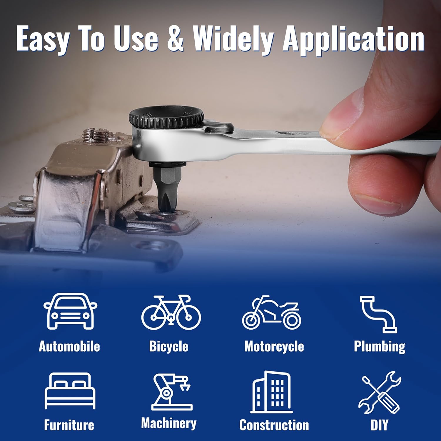 Offset mini ratcheting screwdriver with black end cap and 8mm 12-point box end