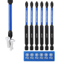 WORKPRO 6pcs PH2 Impact Phillips Screwdriver Bit Set, S2 Professional CNC Anti-Slip Magnetism Bits, 1/4" Hex-Shank