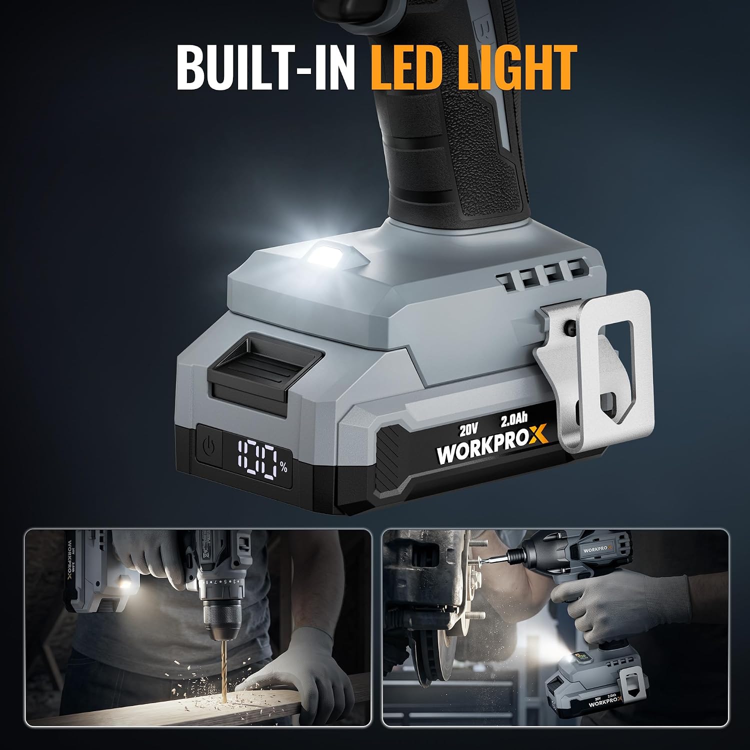 WORKPROX 20V Cordless Drill and Impact Driver Combo Kit with 2 Batteries in black, innovation quality and durable secure