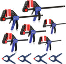 WORKPRO 10-Pack Bar Clamps for Woodworking, 6-Inch (2) Mini & (2) Light Duty and 12-Inch (2) Wood Clamps & 4-1/2-Inch (4) Spring Clamps, F Clamp with 50/150 LBS Load Limited