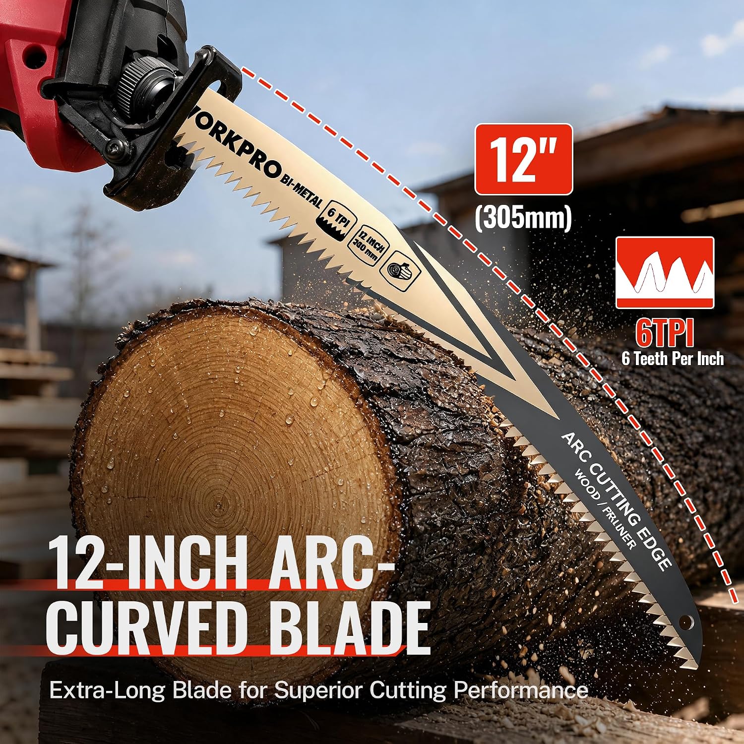 WORKPRO 12-Inch Arc Edge Bi-Metal Reciprocating Saw Blades, 3-Pack