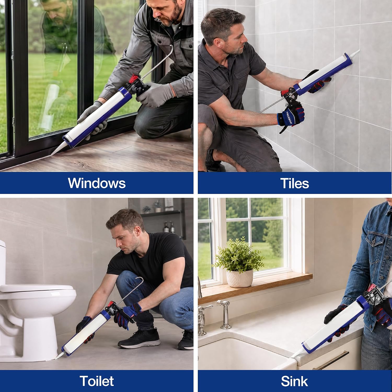 WORKPRO 29 oz Caulking Gun, Caulk Gun with Adjustable 9:1&18:1 Thrust Ratio