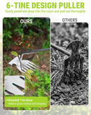 WORKPRO 15-Inch 6-Tine Weed Puller Tool for Deep Root Removal | Stainless Steel Hand Weeder with Ergonomic Soft Grip for Removing Dandelions and Deep-Rooted Weeds in Lawn, Garden and Yard