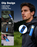 WORKPRO Rechargeable Work Light, 600 Lumens Flat Pocket Flashlight with UV Light, Magnetic Base & Clip, Slim LED EDC Flashlight for Garage, Camping, Home, and Emergencies