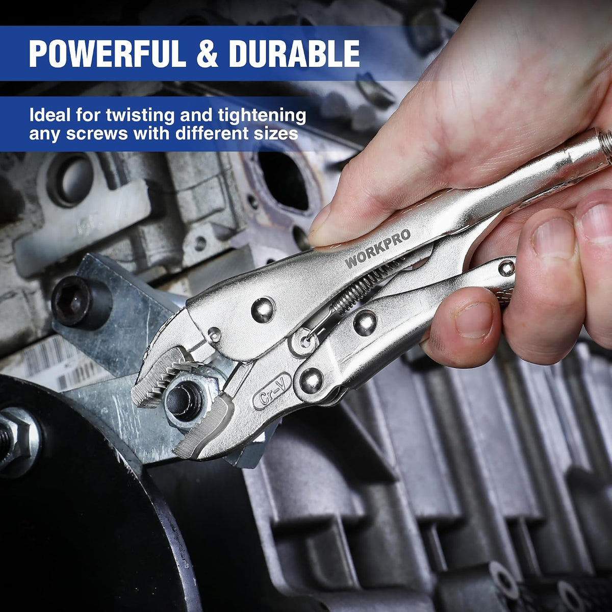 WORKPRO Locking Pliers, 7-inch Curved Jaw Vice Grips pliers | Chromium-Vanadium Steel Locking Pliers with Wire Cutter, Locking Adjustable Vise Grips for Clamping Twisting Welding