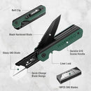 WORKPRO 2-in-1 Folding Knife, Quick-Change Box Cutter with Belt Clip, Liner Lock, and G10 Handle, Extra 10 SK5 Blades Included