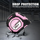 WORKPRO Pink Auto-Lock Tape Measure, 25FT 1/8 Fractions Easy Read Measuring Tape, Double Retract Measurement Tape Accuracy 1/32 for Engineer,with Magnetic Hook, Rubber Protective Casing - Pink Ribbon