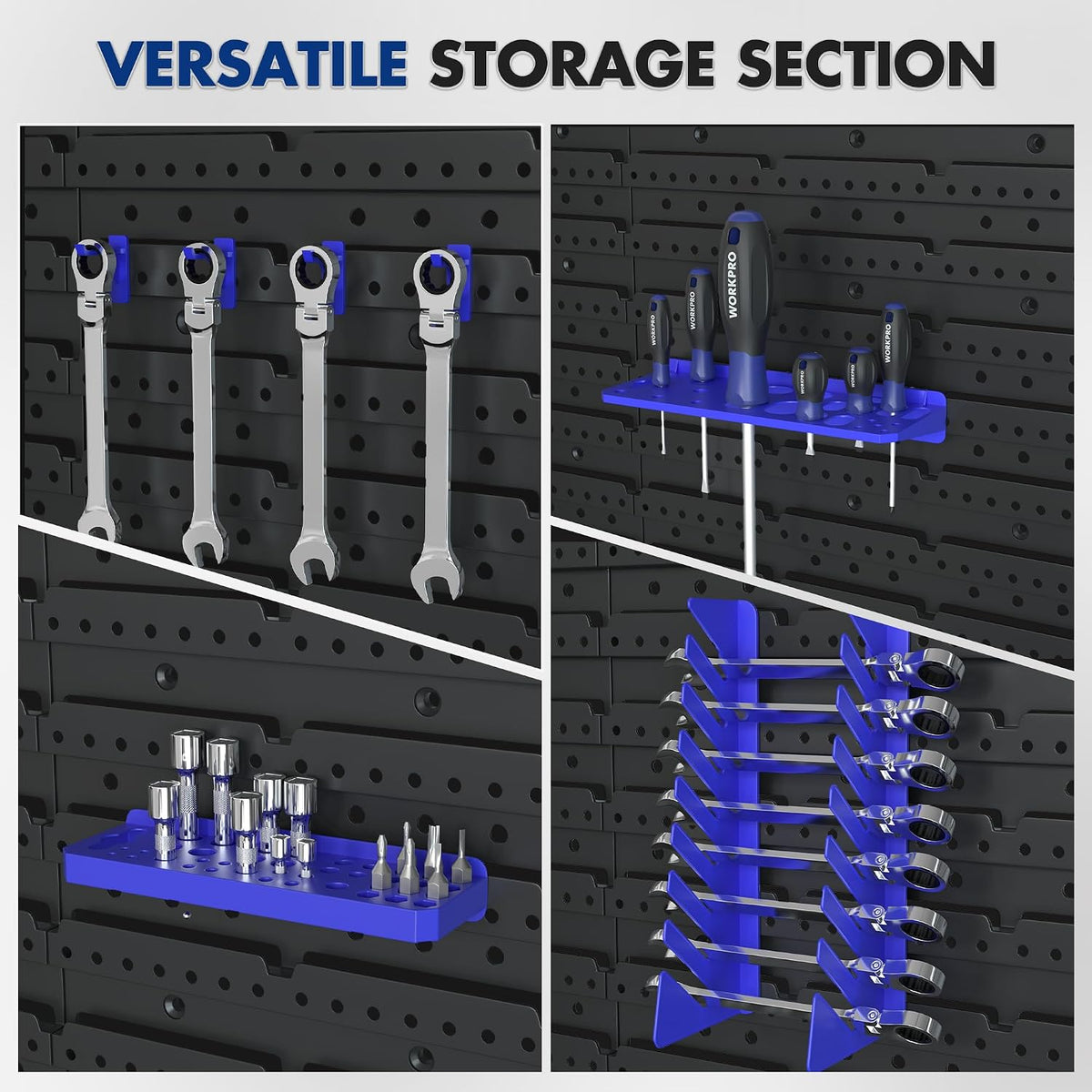 WORKPRO 44PCS Wall Mounted Storage Bins for Garage Storage | Screw organizer for Screws, Nuts, Bolts, Nails, Beads, and Small Hardware Parts, With Wall Panels